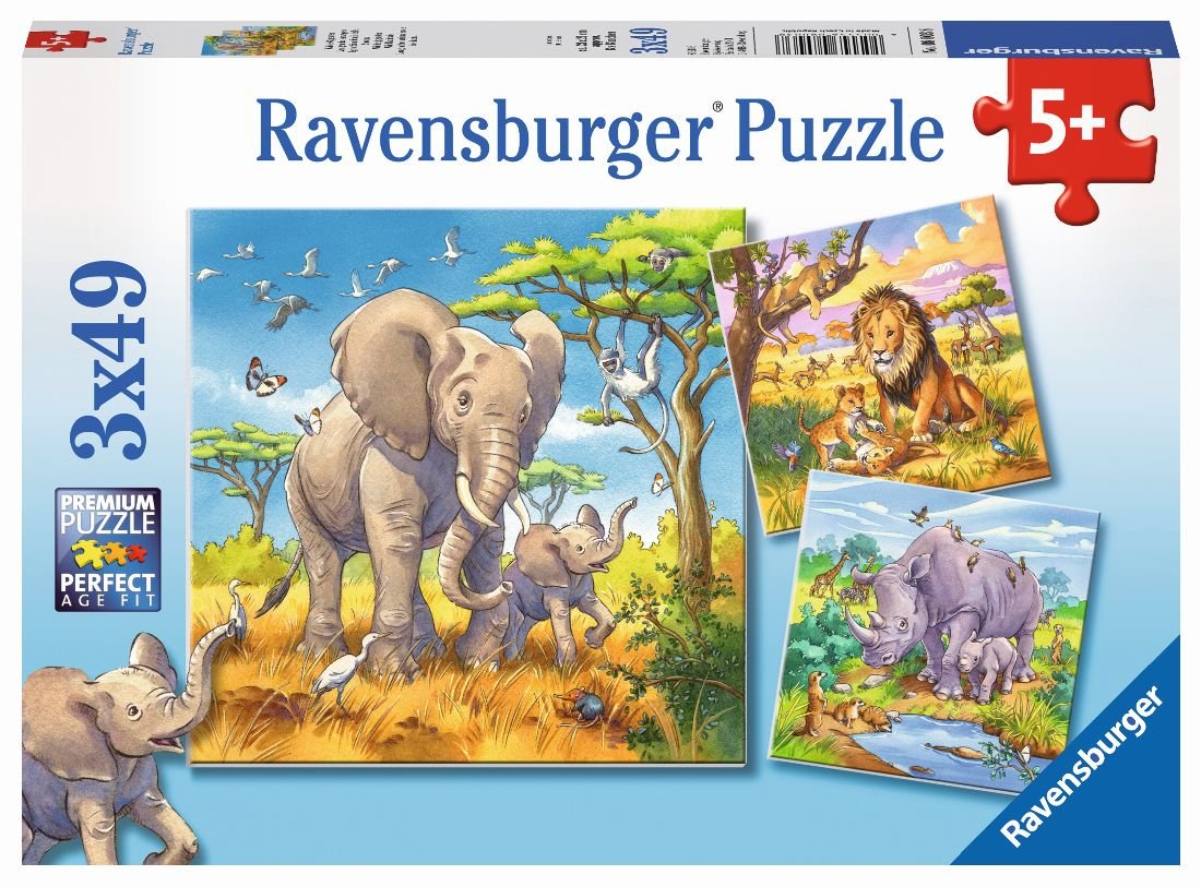 Ravensburger Puzzle 3 x 49 - Dzikie zwierzęta 08003