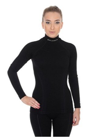 Brubeck, Koszulka termoaktywna damska z długim rękawem, Extreme Wool, czarny, rozmiar M