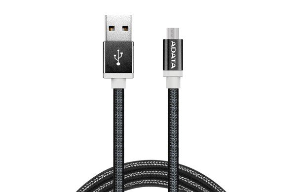 Adata Kabel USB-microUSB 1m Czarny alu-knit