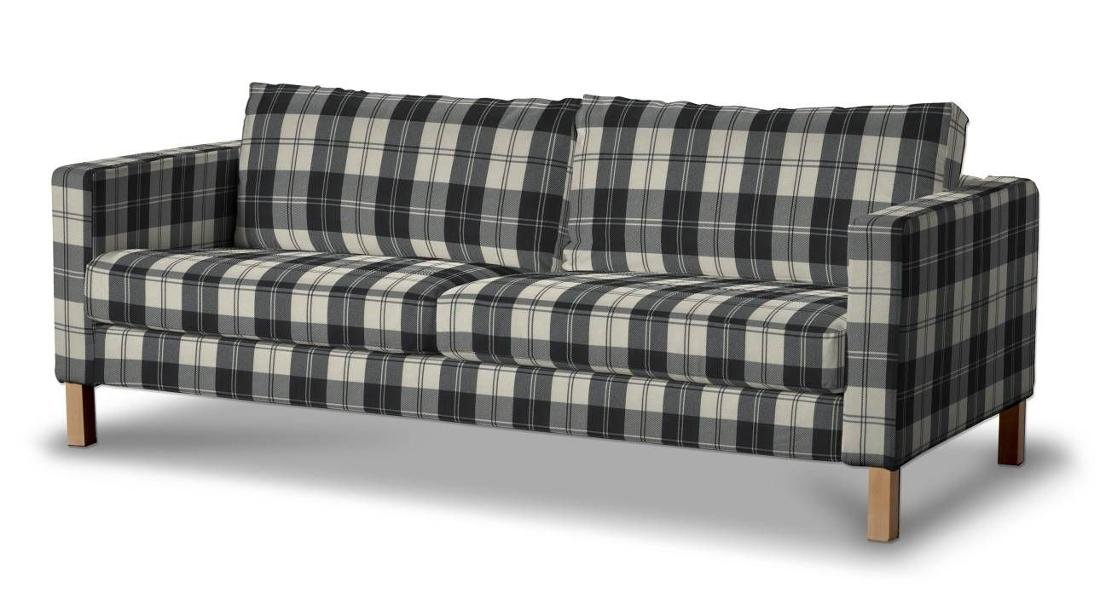 Dekoria pl pl Pokrowiec na sofę Karlstad 3-osobową nierozkładaną krótki krata czarno-biała 204 x 89 x 64 cm Edinburgh 615-115-74