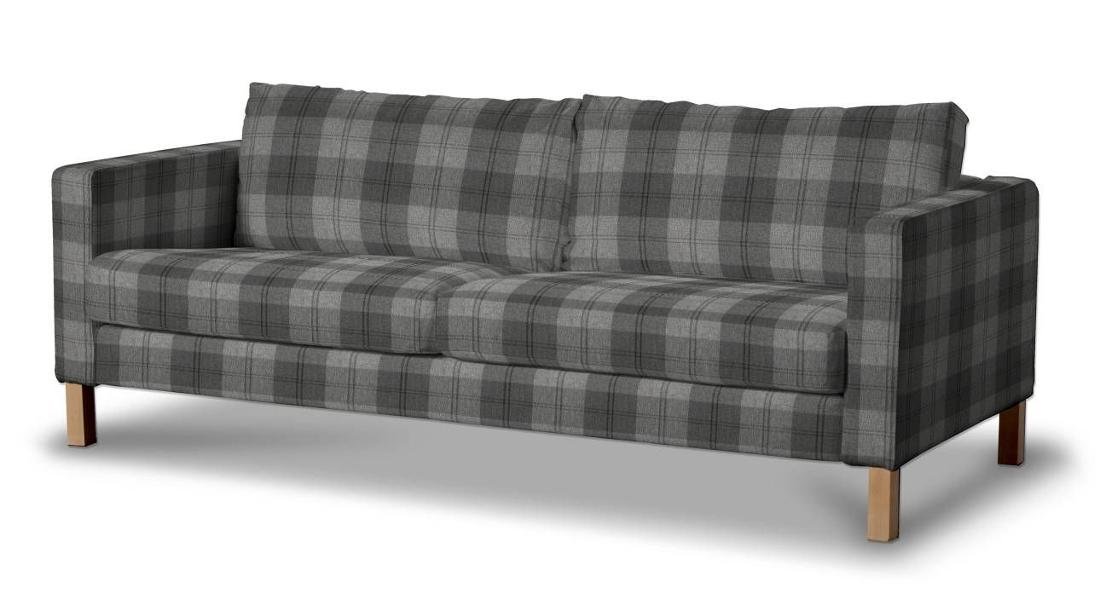 Dekoria pl pl Pokrowiec na sofę Karlstad 3-osobową nierozkładaną krótki krata szaro-grafitowa 204 x 89 x 64 cm Edinburgh 615-115-75