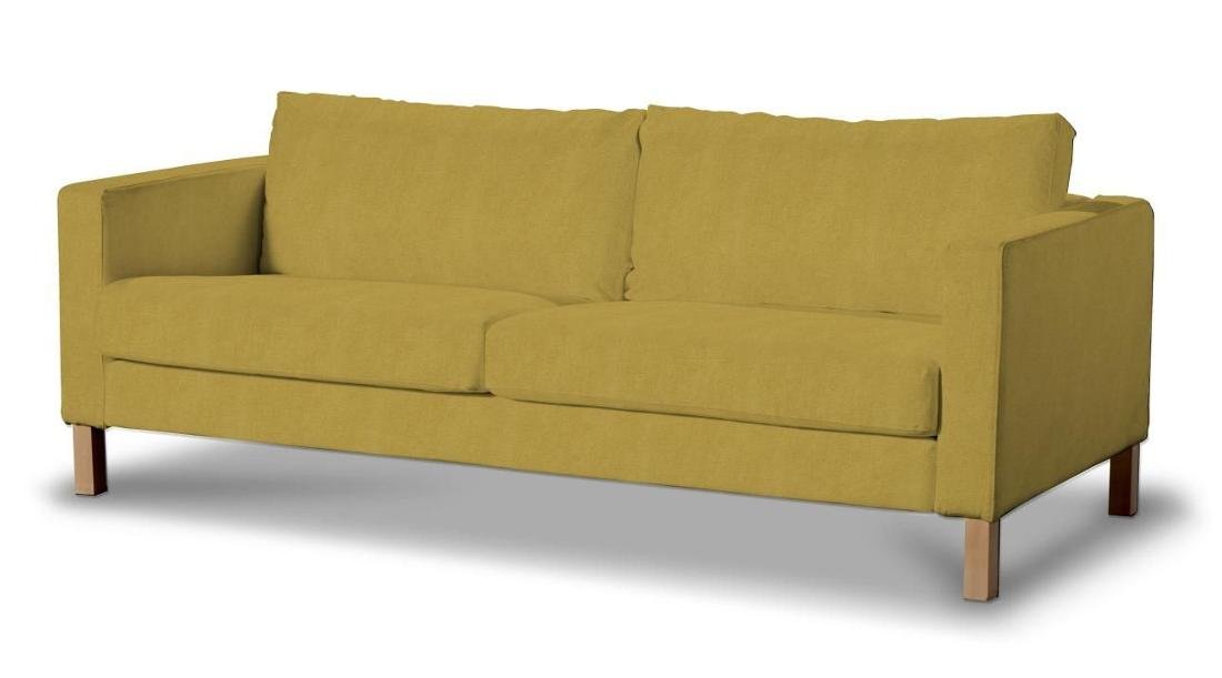 Dekoria pl pl Pokrowiec na sofę Karlstad 3-osobową nierozkładaną krótki musztardowy szenil 204 x 89 x 64 cm Etna 615-705-04