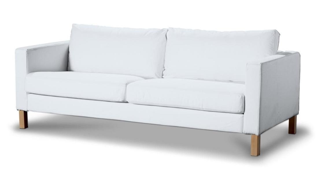 Dekoria Pokrowiec na sofę Karlstad 3-osobową nierozkładaną krótki Snow White biały) Sofa Karlstad 3-osobowa Cotton Panama 615-702-34