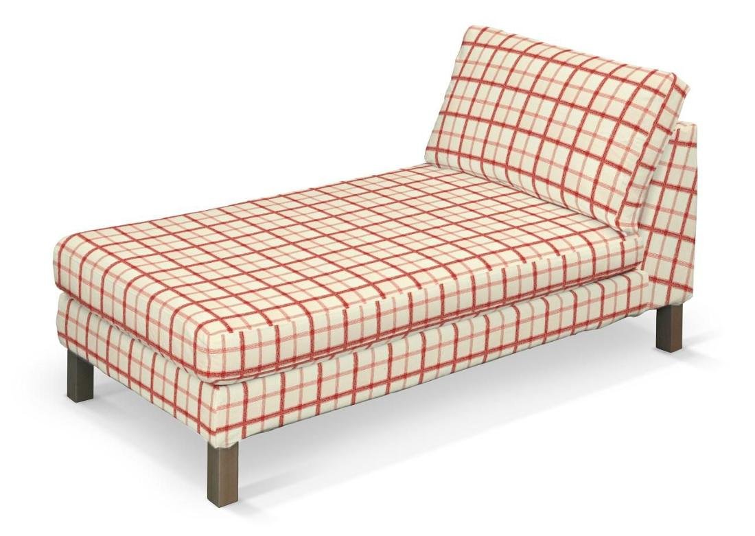 Dekoria pl pl Pokrowiec na szezlong Karlstad wolnostojący krótki ecru tło czerwona kratka 80 x 160 x 80 cm Avinon 732-131-15