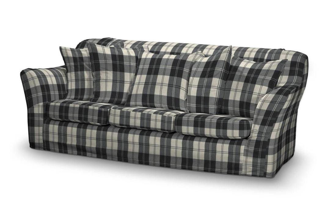 Dekoria Pokrowiec na sofę Tomelilla 3-osobową nierozkładaną krata czarno-biała Sofa Tomelilla 3-osobowa Edinburgh 644-115-74