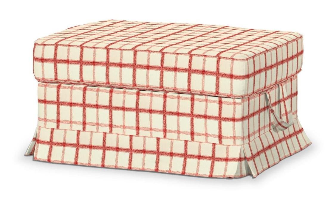 Dekoria Pokrowiec na podnóżek Ektorp Bromma ecru tło czerwona kratka 60 x 79 x 42 cm Avinon 614-131-15