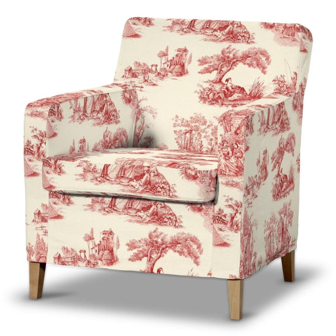Dekoria Pokrowiec na fotel Karlstad tło ecru czerwone postacie Fotel Karlstad Avinon 621-132-15
