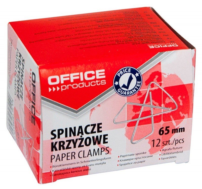 Office products OFFICE PRODUCTS Spinacze krzyżowe 65mm, 12szt., srebrne 18086539-19