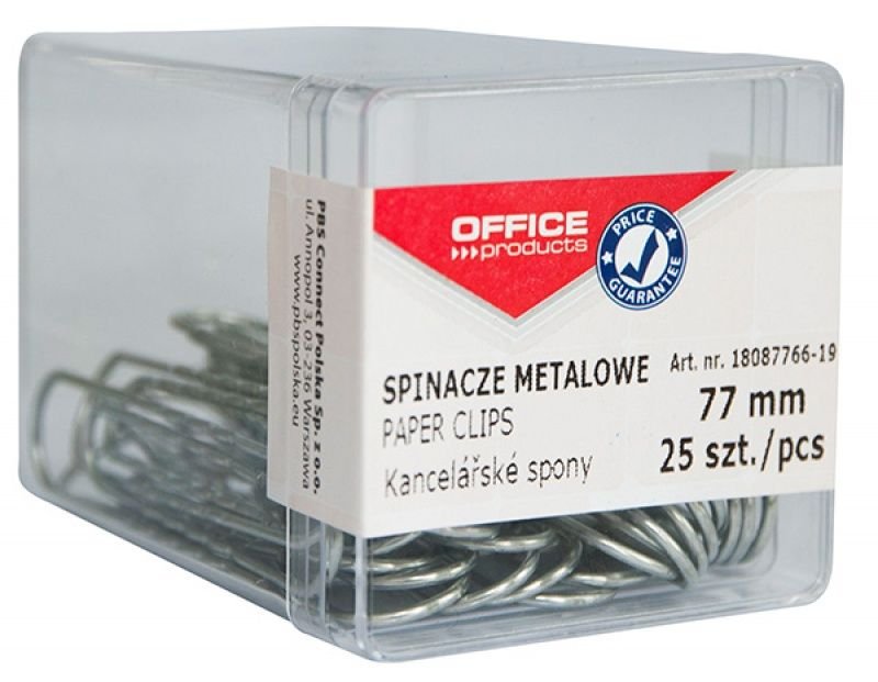 Office products OFFICE PRODUCTS Spinacze metalowe 77mm, w pudełku, 25szt., srebrne 18087766-19