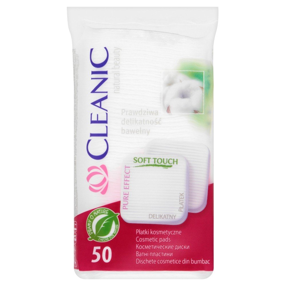 Cleanic Pure Effect, płatki kosmetyczne kwadratowe, 50 szt.