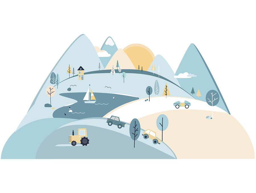 PasteloweLove PasteloweLove, Góry, Naklejka ścienna, rozmiar S, Błękitna