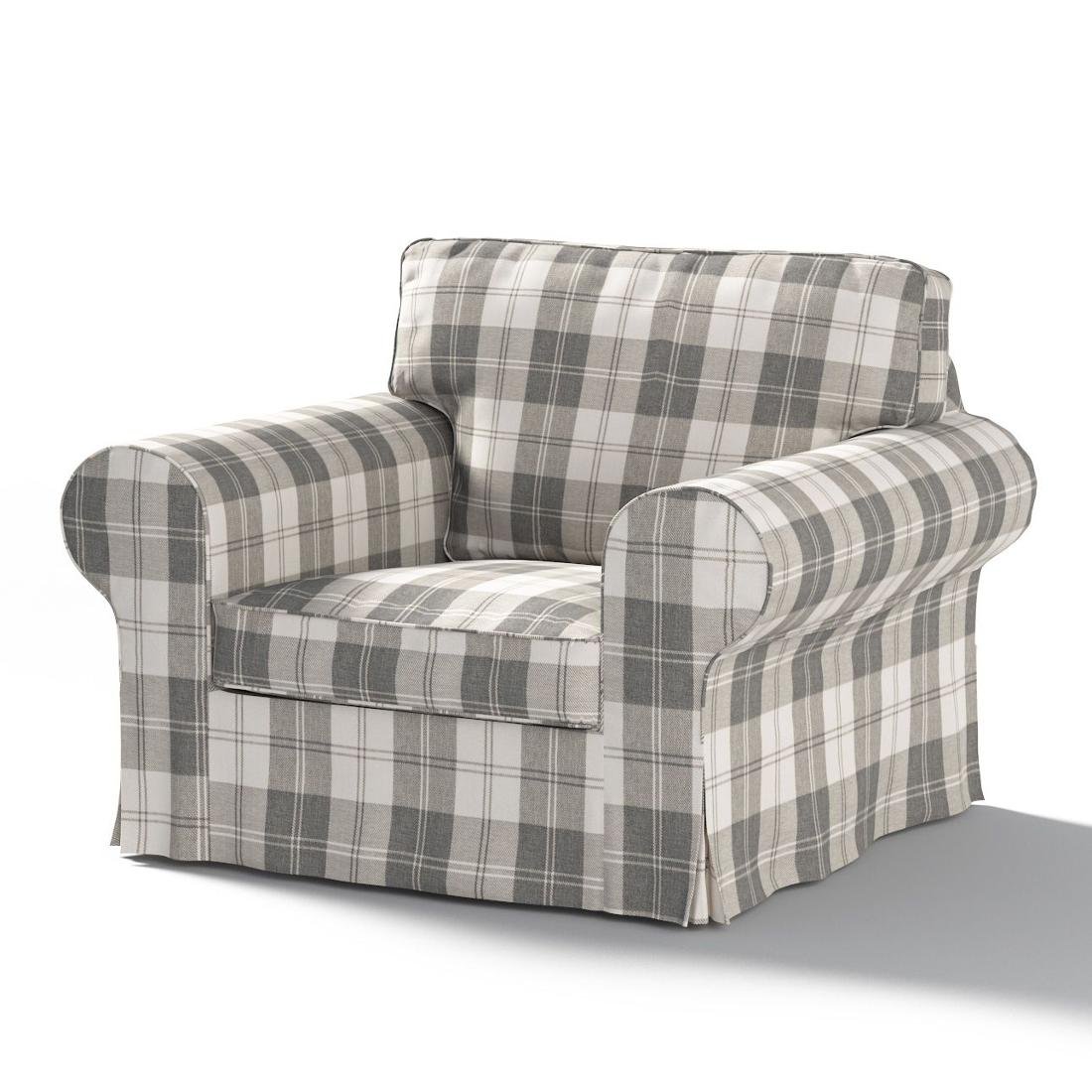 Dekoria Pokrowiec na fotel Ektorp krata szaro-biała 103 x 82 x 73 cm Edinburgh 612-115-79