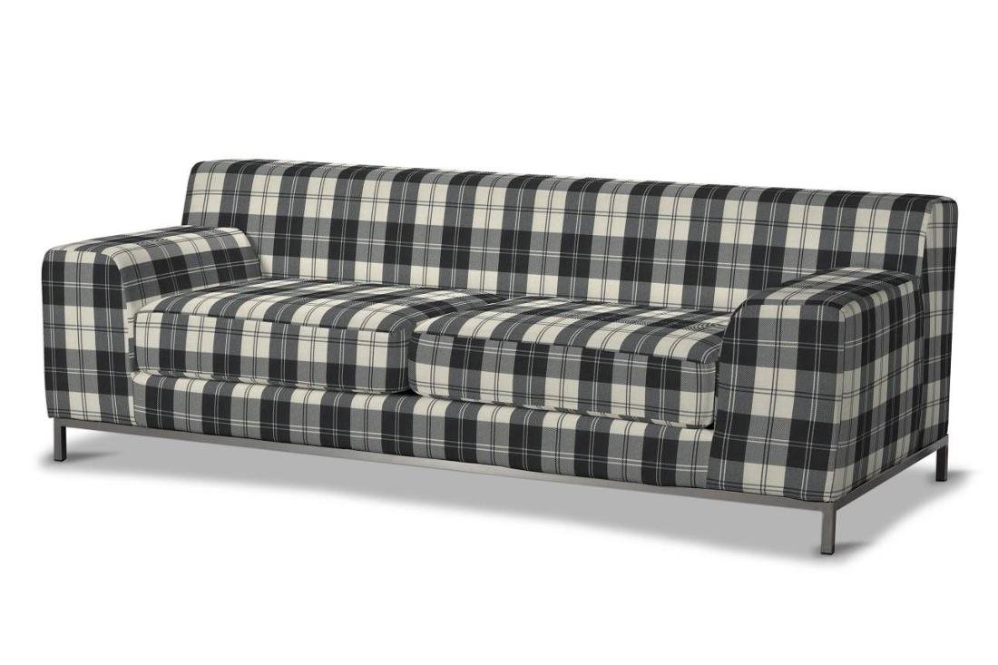 Dekoria Pokrowiec na sofę Kramfors 3-osobowa krata czarno-biała Sofa Kramfors 3-osobowa Edinburgh 623-115-74