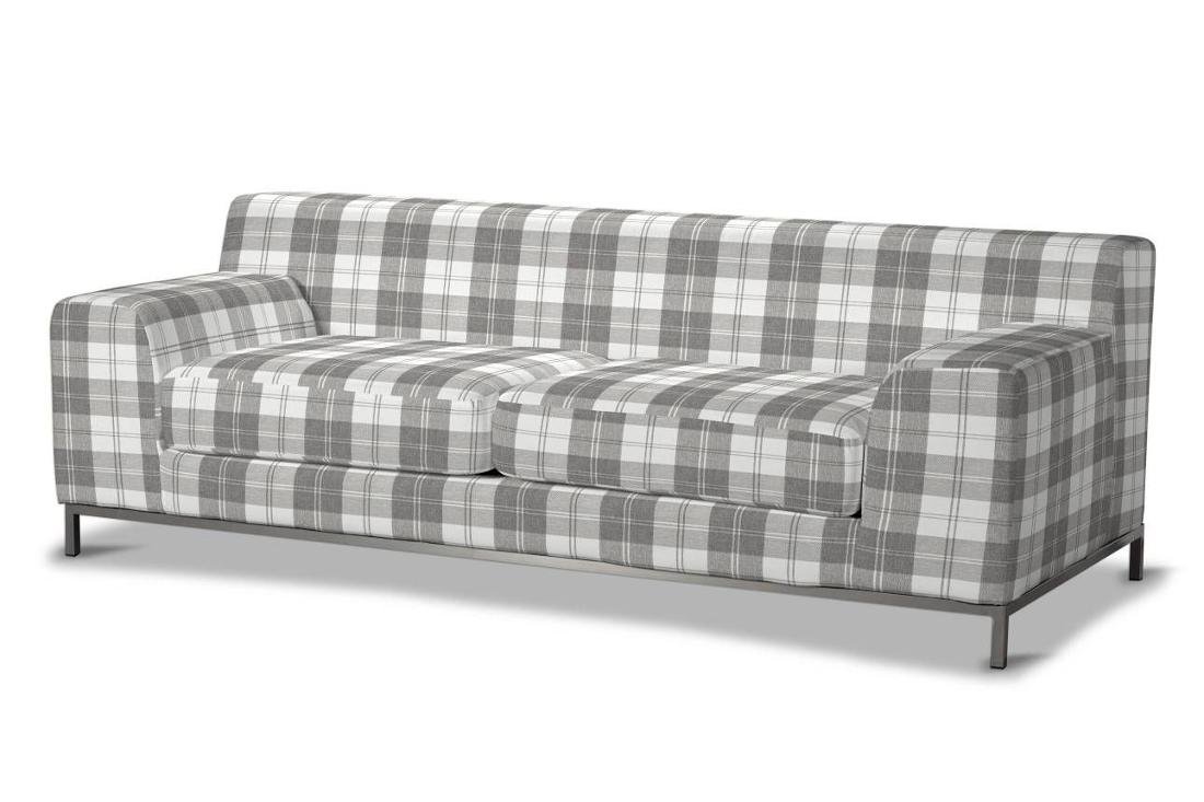 Dekoria Pokrowiec na sofę Kramfors 3-osobowa krata szaro-biała Sofa Kramfors 3-osobowa Edinburgh 623-115-79
