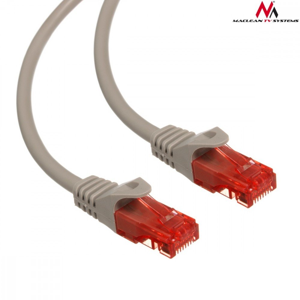 Maclean MCTV-301 S 47264 Przewód kabel patchcord UTP cat6 wtyk-wtyk 1m szary CEN-47264