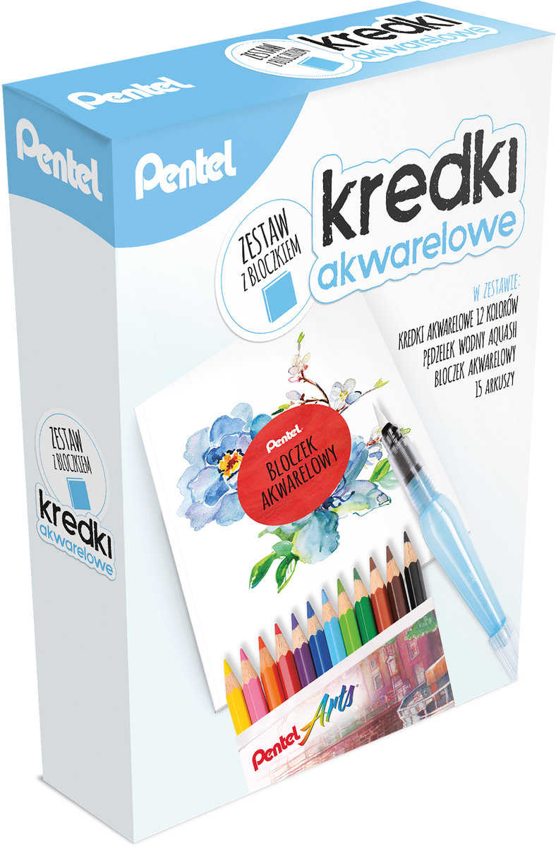 PENTEL Kredki akwarel CB9-12 zestaw Aqua brush