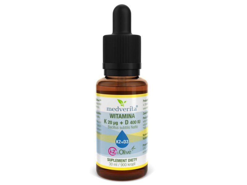 Medverita Medverita Witamina K MK-7 K2&Olive 20 g + D 400 IU - 30 ml MED840