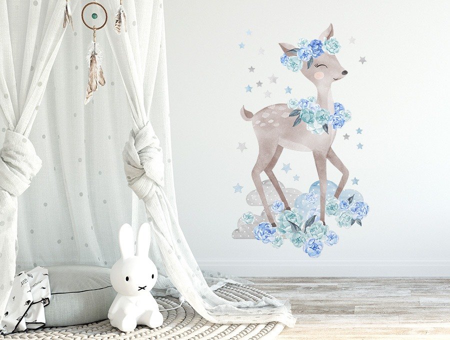 PasteloweLove PasteloweLove, Tajemniczy Ogród, Naklejka ścienna, Sarenka, Niebieska