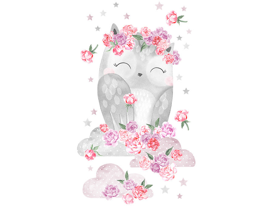 PasteloweLove PasteloweLove, Tajemniczy Ogród, Naklejka ścienna, Sowa, Różowa