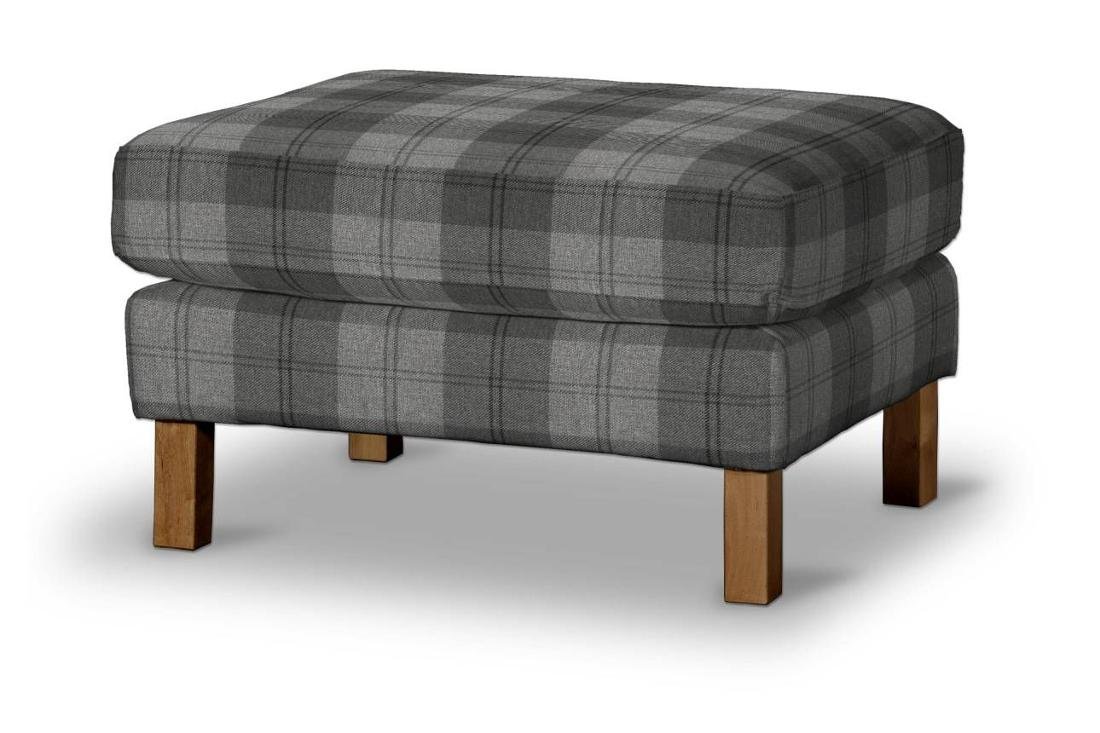 Dekoria pl pl Pokrowiec na podnóżek Karlstad krata szaro-grafitowa 61 x 79 x 44 cm Edinburgh 622-115-75