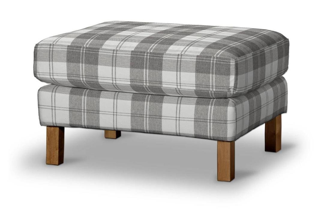 Dekoria pl pl Pokrowiec na podnóżek Karlstad krata szaro-biała 61 x 79 x 44 cm Edinburgh 622-115-79