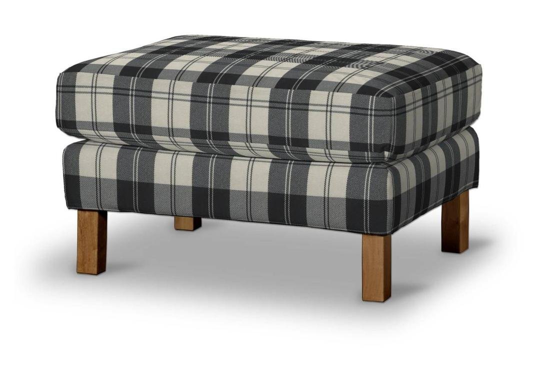 Dekoria pl pl Pokrowiec na podnóżek Karlstad krata czarno-biała 61 x 79 x 44 cm Edinburgh 622-115-74