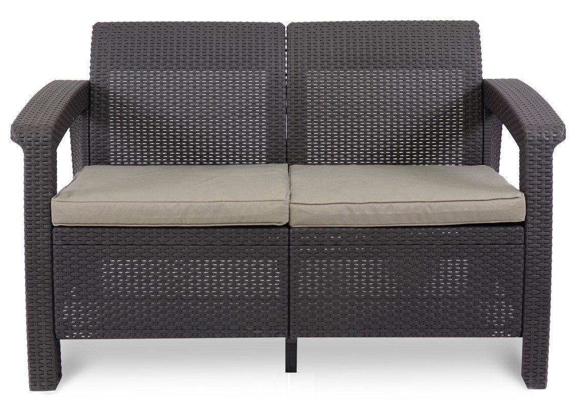 Keter Corfu love seat brązowo-szarobeżowa