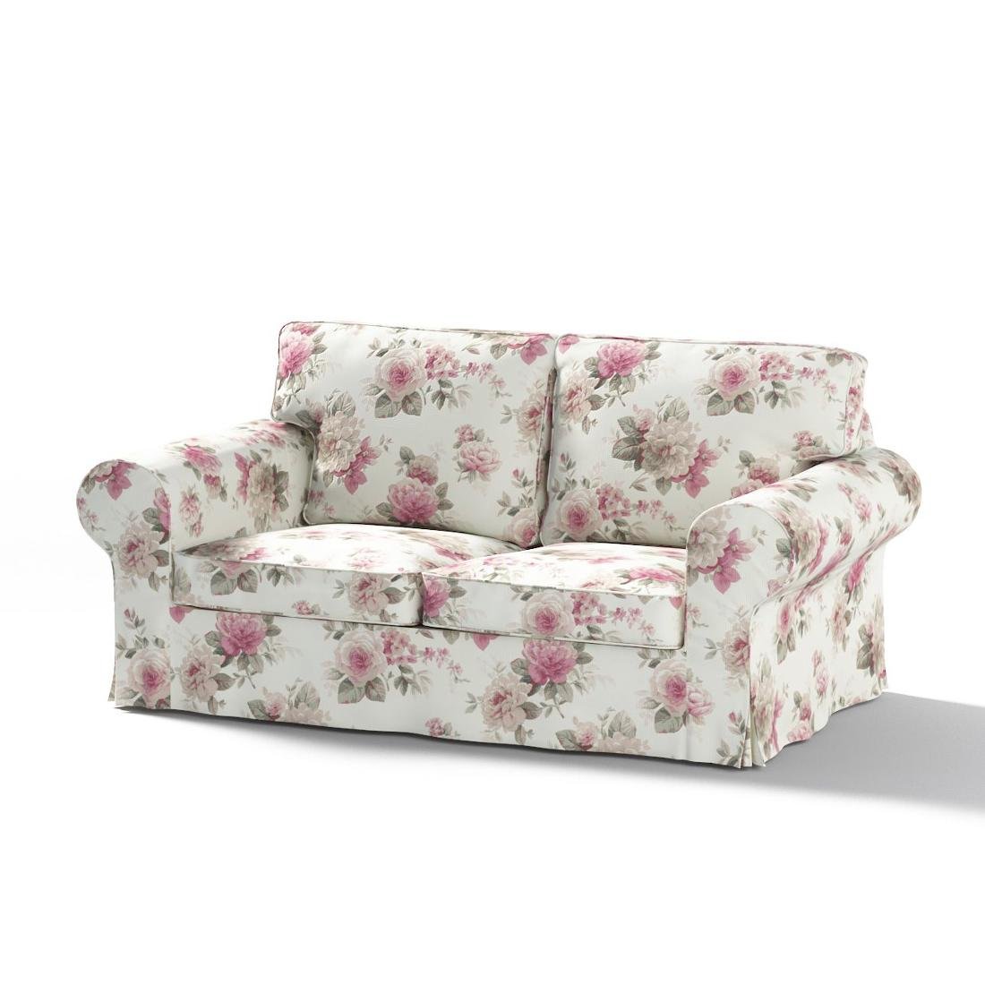 Dekoria Pokrowiec na sofę Ektorp 2-osobową rozkładaną model po 2012 różowo-beżowe róże na kremowym tle 200 x 90 x 73 cm Mirella 1016-141-07