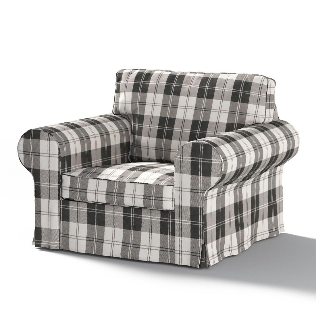 Dekoria Pokrowiec na fotel Ektorp krata czarno-biała 103 x 82 x 73 cm Edinburgh 612-115-74