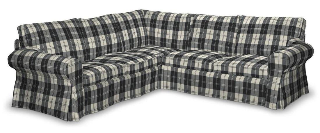 Dekoria Pokrowiec na sofę Ektorp narożną krata czarno-biała Sofa Ektorp narożna Edinburgh 640-115-74