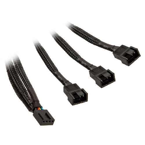 Molex EK Water Blocks EK-Cable rozgałęziacz zasilania wentylatora komputerowego 4-pin PWM na 3 x 4-pin PWM czarny 10cm