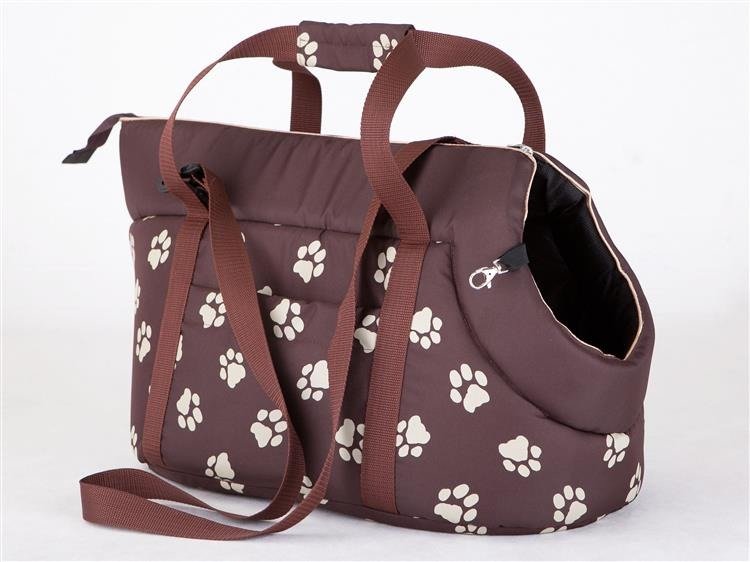 Hobbydog Torba transportowa dla psa, brąz w łapki, 20x36x22 cm
