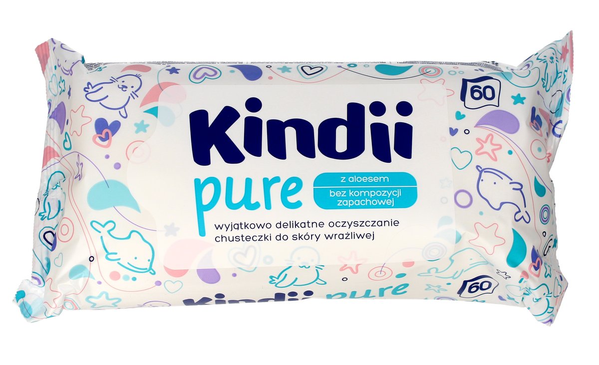 Cleanic Kindii Pure Chusteczki oczyszczające dla niemowląt z aloesem 1op.-60szt