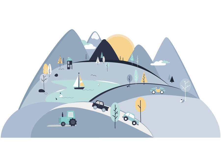 PasteloweLove PasteloweLove, Góry, Naklejka ścienna, rozmiar S, Niebieska