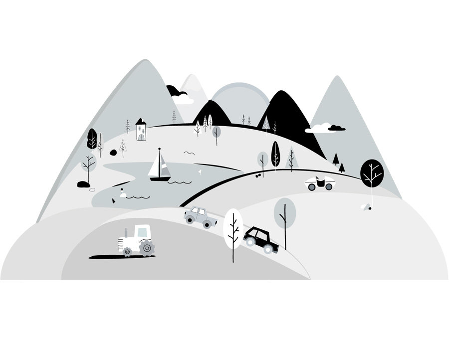 PasteloweLove PasteloweLove, Góry, Naklejka ścienna, rozmiar L, Szara