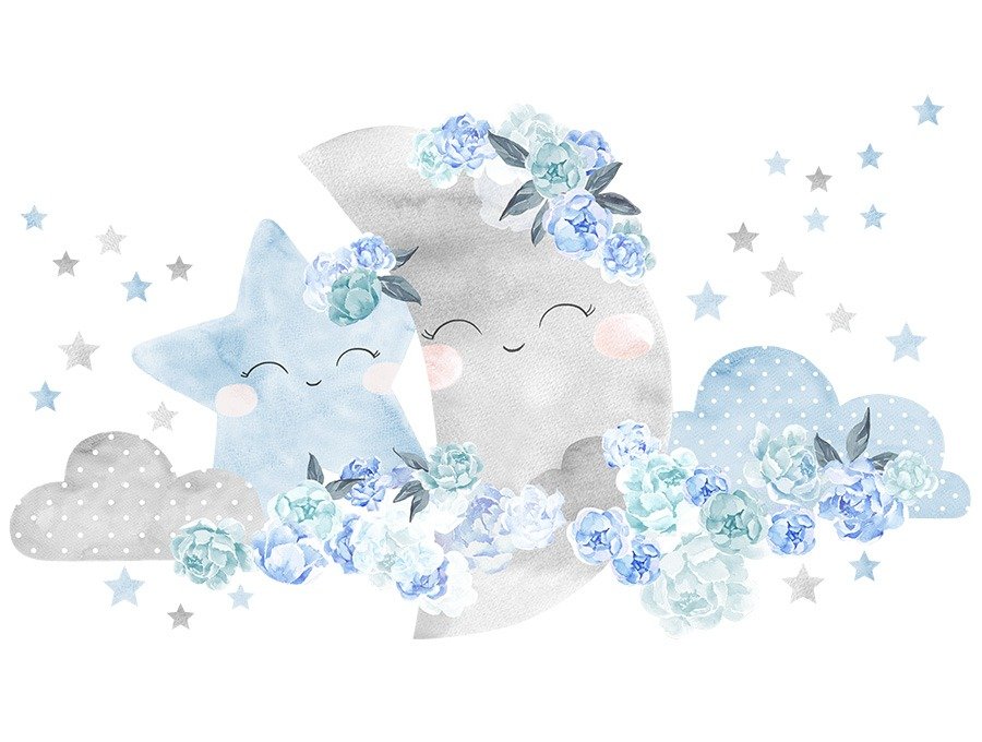 PasteloweLove PasteloweLove, Tajemniczy Ogród, Naklejka ścienna, Księżyc, Niebieska