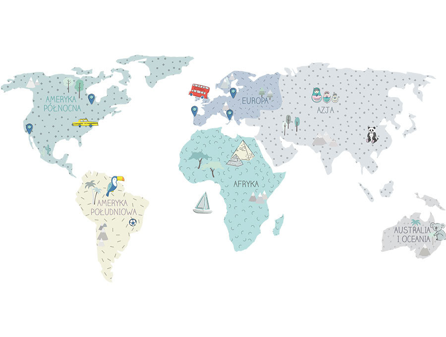 PasteloweLove PasteloweLove, Mapa, Naklejka ścienna, rozmiar M, Miętowa
