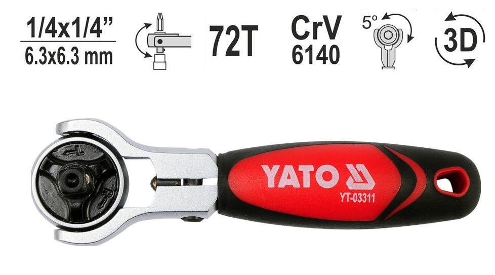 Yato GRZECHOTKA 2W1 DO BITÓW I NASADEK Z GŁOWICĄ OBROTOWĄ YT-03311