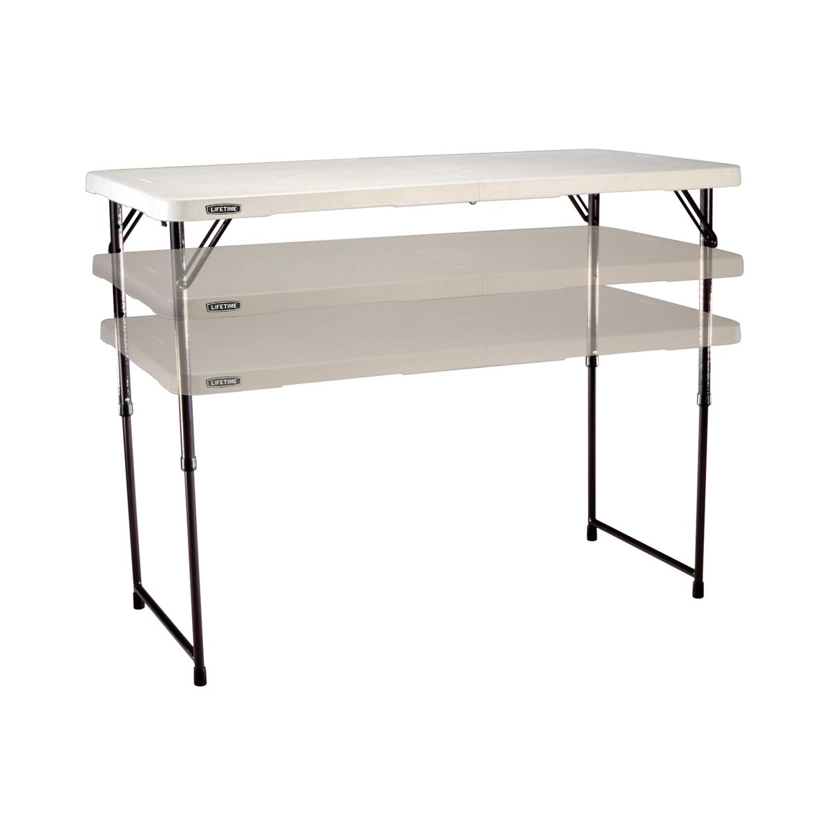 LIFETIME Stół składany w pół o regulowanej wysokości, biały, 61,8x60,9x7,8 cm