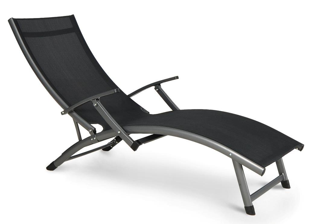 FocusGarden Leżak ogrodowy Relax, czarny, 57,5x175x35 cm