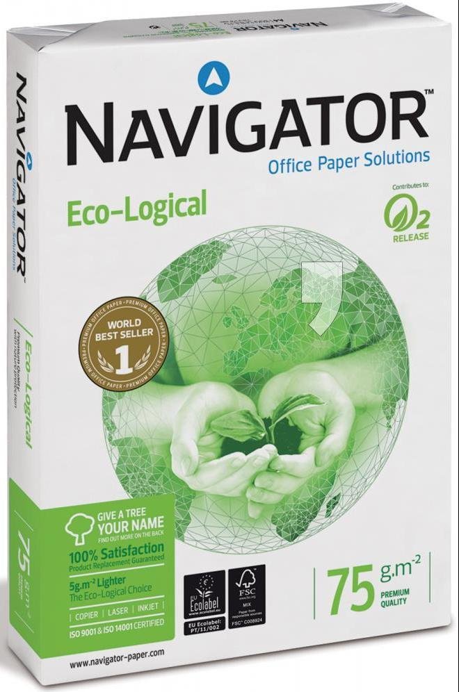 NAVIGATOR Navigator Eco-Logical COP075CB papier do kserokopiarek, format: A4, gramatura papieru: 75 g/m, wysoki poziom bieli, 500 arkuszy NAVA475-REAM