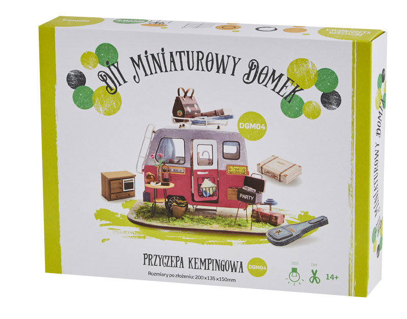 Robotime Technology Miniaturowy domek, DIY, Przyczepa kempingowa