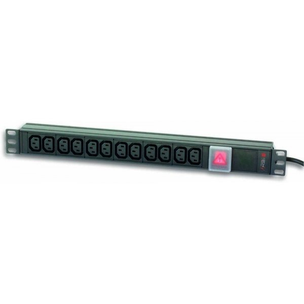 Techly Listwa zasilająca rack 19'' 1U do UPS 250V 16A 12x gniazdo C13 wtyk C20