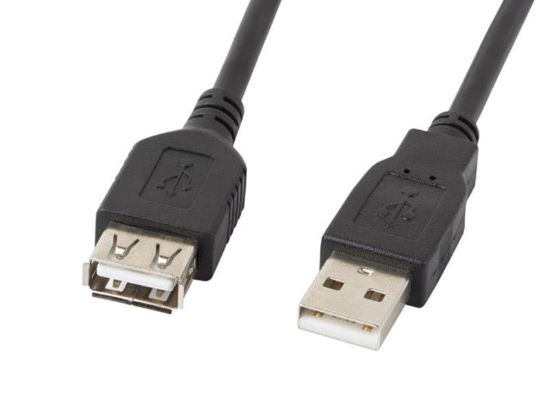 LANBERG LANBERG Przedłużacz kabla USB 2.0 AM-AF czarny 1.8M (CA-USBE-10CC-0018-BK)
