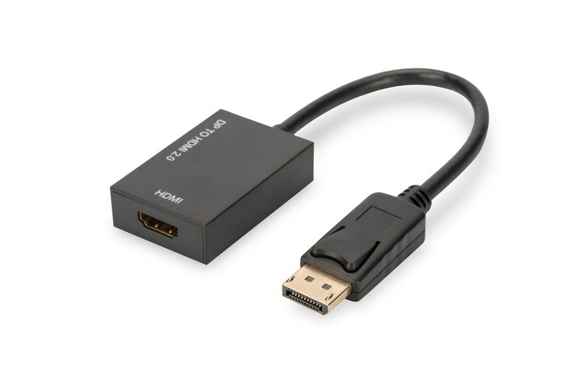ASSMANN Kabel DisplayPort Adapter, DP  HDMI typ A, 0.2 m, z blokadą, HDMI Ver. 2.0,,,,, aktywny, czarna AK-340415-002-S