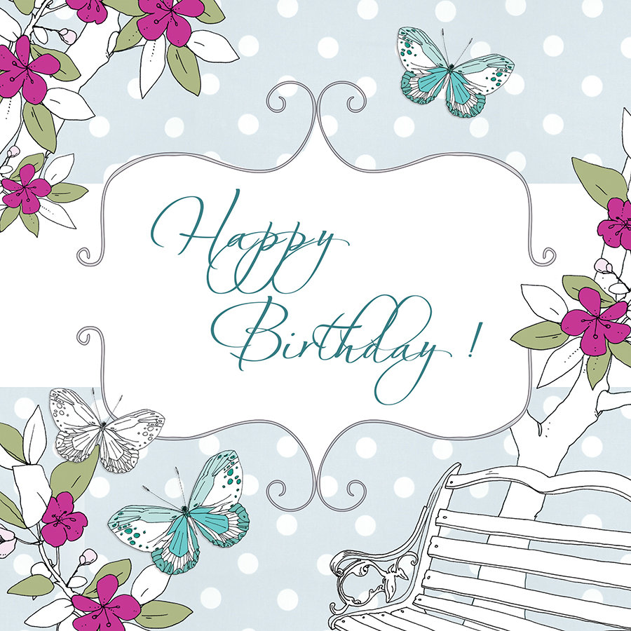 Clear Creations Karnet urodzinowy z kryształkiem Swarovskiego, ławka