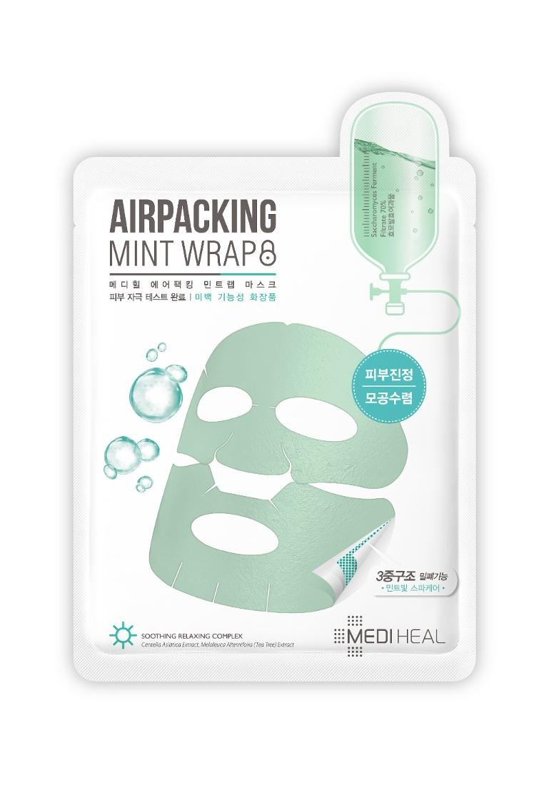 Mediheal Air Packing Mint Wrap Mask 20 ml Kojąca maska do twarzy w płacie LETNIA WYPRZEDAŻ DO 80%