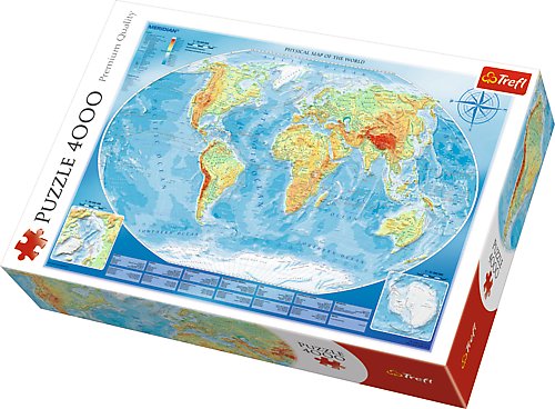 Trefl Wielka mapa fizyczna świata 4000 elementów 45007