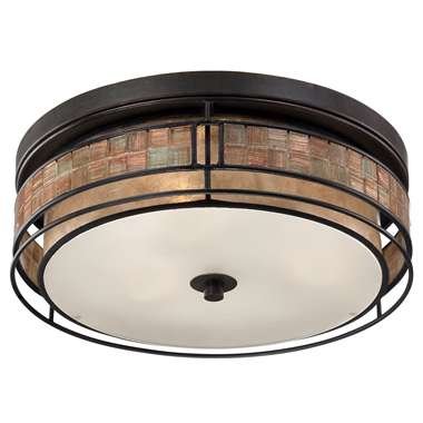 Elstead Lighting Laguna 3Lt Large Flush Mount QZ/LAGUNA/F/L Elstead Plafon abażurowa stylowa QZ/LAGUNA/F/L )