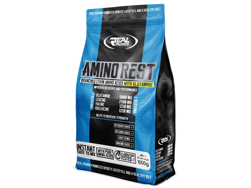 Real Pharm Suplement aminokwasowy, Amino Rest, mago-marakuja, 1000 g